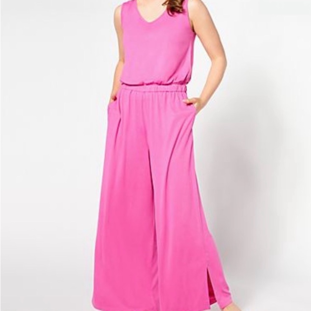 Wide-Leg Pink Sleeveless Jumpsuit